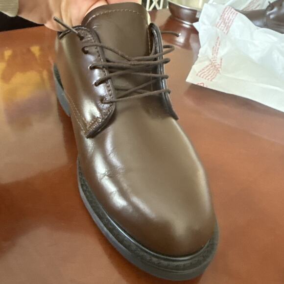 Capps AGSU Brown Leather Oxfords Military Dress Shoes 8 3E USA Made #90259A Rare main image 5